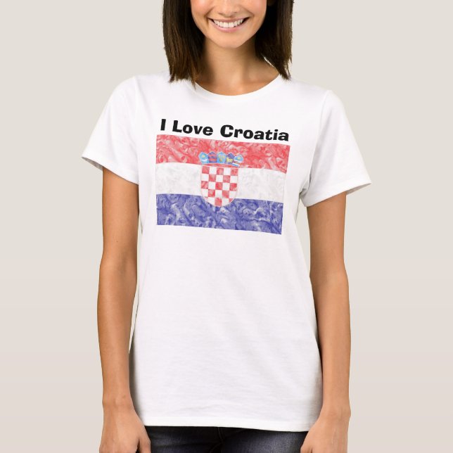 Kroatiska Flagga Tee Shirt (Framsida)
