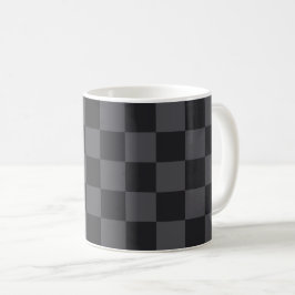 Kroatiska Geometric Black Grått Checkered Mönster Kaffemugg