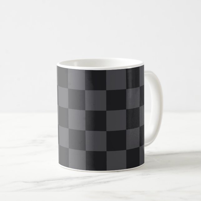 Kroatiska Geometric Black Grått Checkered Mönster Kaffemugg (Framsida höger)