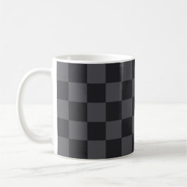 Kroatiska Geometric Black Grått Checkered Mönster Kaffemugg