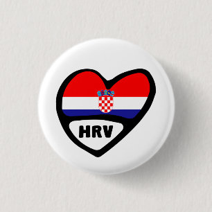 Kroatiska Land-koden Flagga Heart Pin Badge, HRV Knapp
