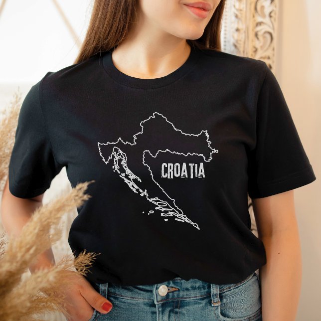 Kroatiska linjeformen Kroatien Land Karta T Shirt (Skapare uppladdad)