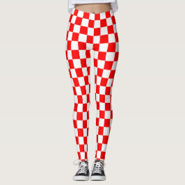 Kroatiska röda och vita kontrollerade Mönster Leggings