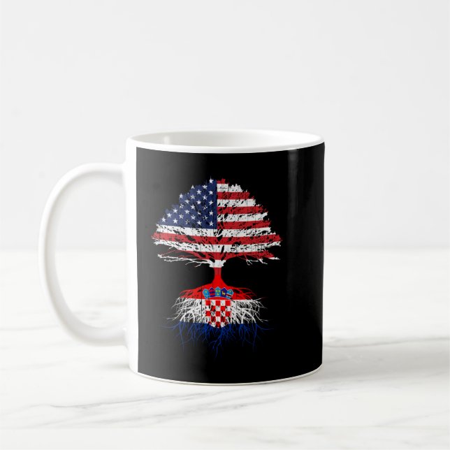 Kroatiska roots American Grown Kroatien Flagga Hoo Kaffemugg (Vänster)