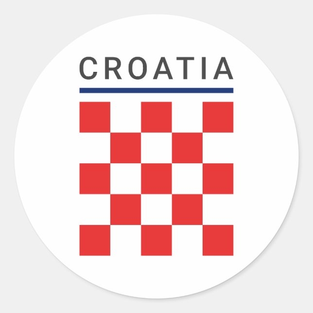 Kroatiska Schackbräde Runt Klistermärke (Framsida)