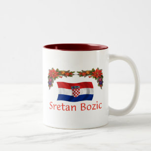 Kroatiska Sretan Bozic (god jul) Två-Tonad Mugg