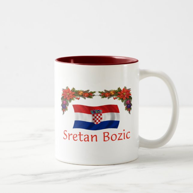 Kroatiska Sretan Bozic (god jul) Två-Tonad Mugg (Höger)