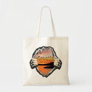 Kroatiska Sunset Slatine Island Beach Art Tygkasse