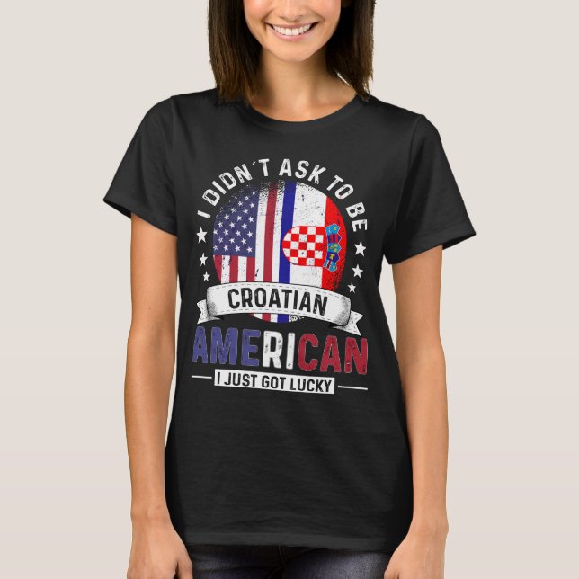 Kroatiskt amerikanskt Flaggor Pride Kroatien Flagg T Shirt (Framsida)