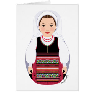 Kroatiskt Lika Brunette Matryoshka-kort OBS Kort