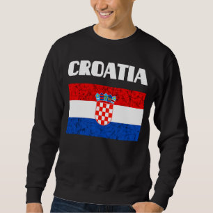 Kroatiskt Pride Kroatiska rooter kroatiska Flagga Lång Ärmad Tröja
