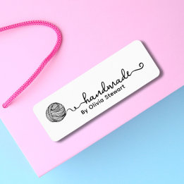 Krockdekal med garn och eget namn returadress etikett