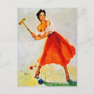 Krocket Pin Up Vykort