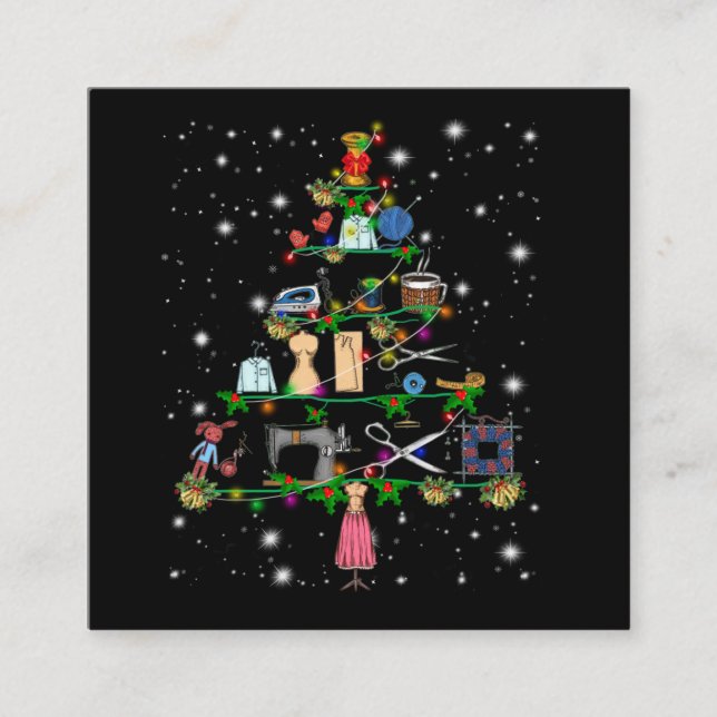 Krockutrustning Julgran täckt Ljus Fyrkantigt Visitkort (Framsida)