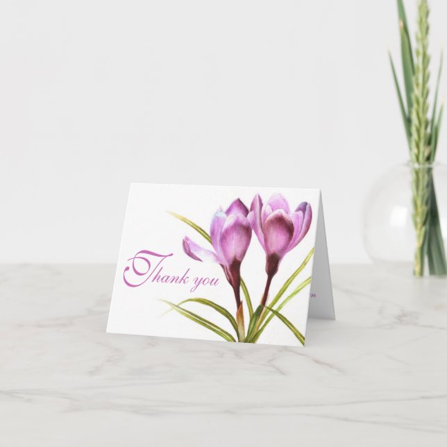 Krocus lila blomma bröllop tackkort (Framsida)