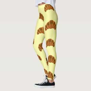 Kroissantälskare Ljusgul Frankrike Fransk Mat Leggings