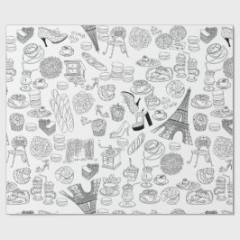 kroissanter paris frankrike fransk mode doodle presentpapper