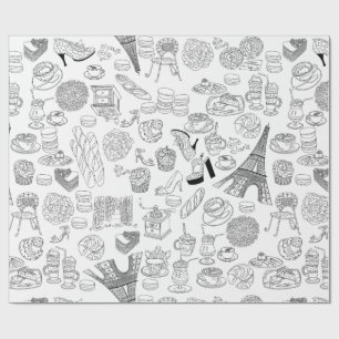 kroissanter paris frankrike fransk mode doodle presentpapper
