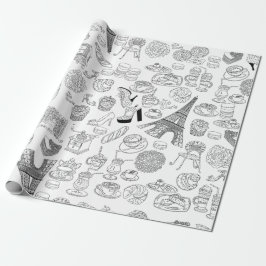 kroissanter paris frankrike fransk mode doodle presentpapper