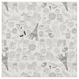 kroissanter paris frankrike fransk mode doodle tyg