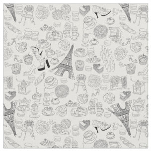 kroissanter paris frankrike fransk mode doodle tyg