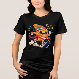 Kroissantlöpare Tecknad Mållinje Sprint T Shirt
