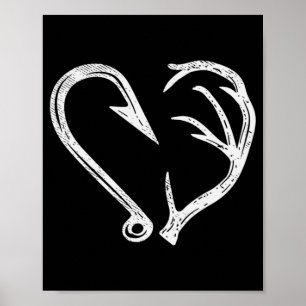 Krok Antler Heart Kärlek Fishing Hunting Fish Hjor Poster