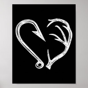 Krok Antler Heart Kärlek Fishing Hunting Fish Hjor Poster