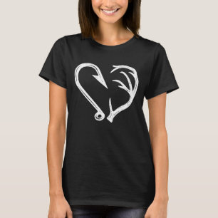 Krok Antler Heart Kärlek Fishing Hunting Fish Hjor T Shirt