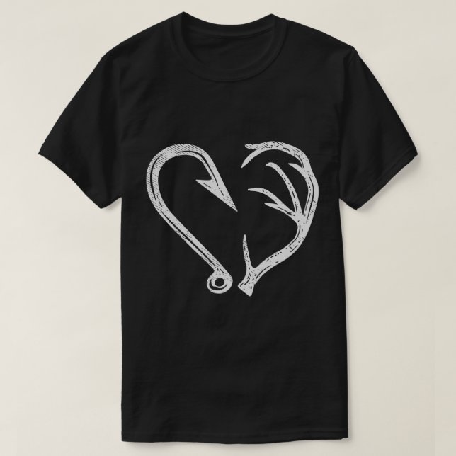 Krok Antler Heart Kärlek Fishing Hunting Fish Hjor T Shirt (Design framsida)