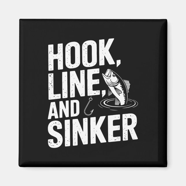 Krok Line och Sinker Roligt för fiskentusiaster Magnet (Framsidan)