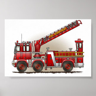 Krok och Ladder Fire Lastbil Poster