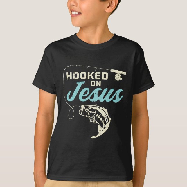 Krok på Jesus Byb Fiske efter kristen Religiösa Gu T Shirt (Framsida)