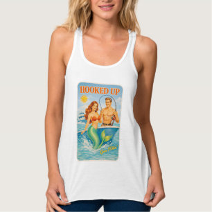 Krokad Fiskande Pinup-Siren Rolig Retro Fisk Linne Med Racerback