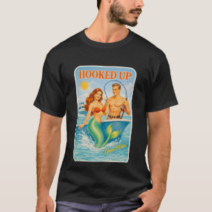 Krokad Fiske Pin-Up Havsfrö Rolig Retro Fisk T Shirt