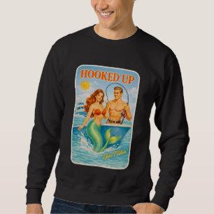 Krokad Fiske Pinup-Siren Rolig Retro Fisk Lång Ärmad Tröja