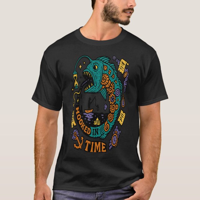KROKAD I TIDEN - fiske T Shirt (Framsida)