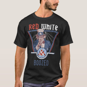 Krökad röd vit dricka roligt dricka för gåva t shirt