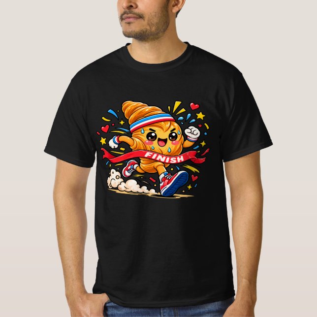 Krokantränare Tecknad Mållinje Sprint T Shirt (Framsida)