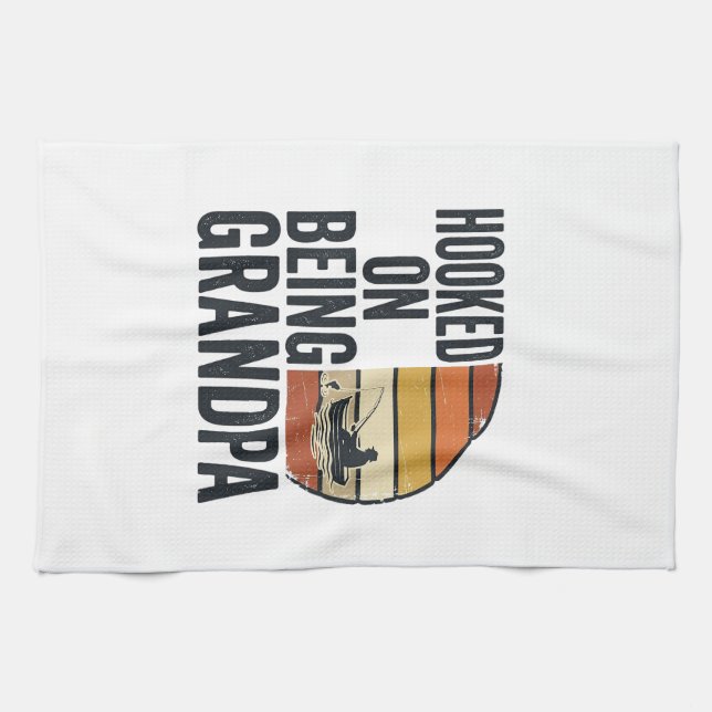 Krokat på att vara farfar Fiske Retro Vector Desig Kökshandduk (Horisontell)
