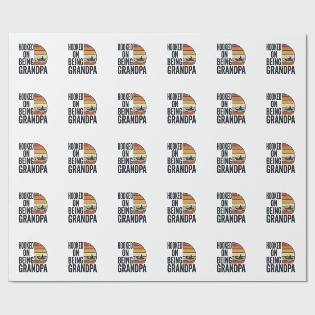 Krokat på att vara farfar fiske Retro Vector Desig Presentpapper (Platt)