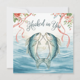 Krokat på dig fiskeälskare Bröllop Akvarell Inbjudningar