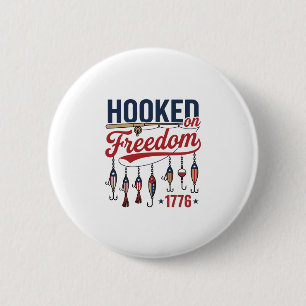 Krokat på frihet patriotisk fiske skjorta design ( knapp