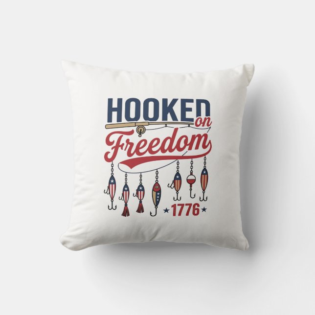Krokat på frihet Patriotisk fiskejacke design ( Kudde (Framsida)