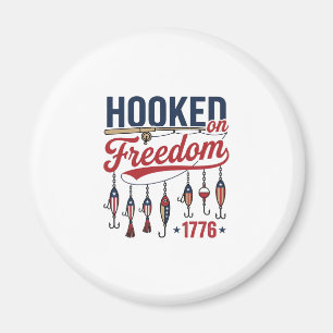 Krokat på frihet Patriotisk fiskejacke design ( Magnet
