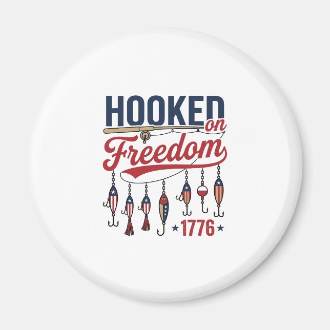 Krokat på frihet Patriotisk fiskejacke design ( Magnet (Framsidan)