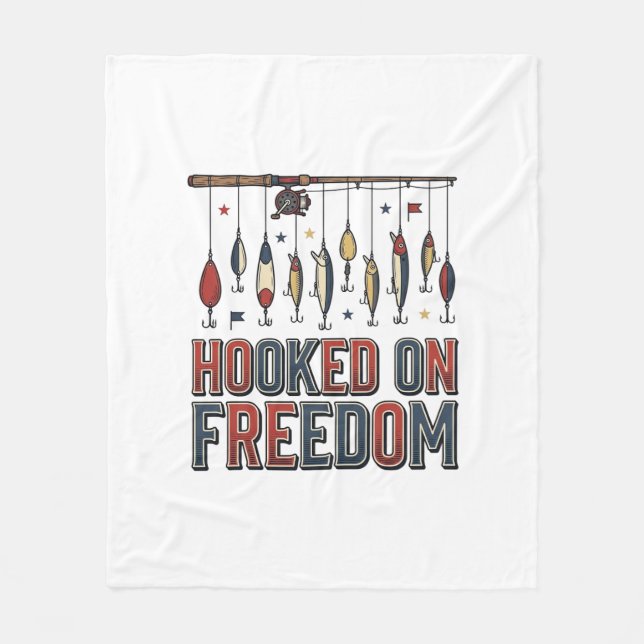 Krokat På Frihet Patriotisk Fisketröja Design_1 Fleecefilt (Framsidan)