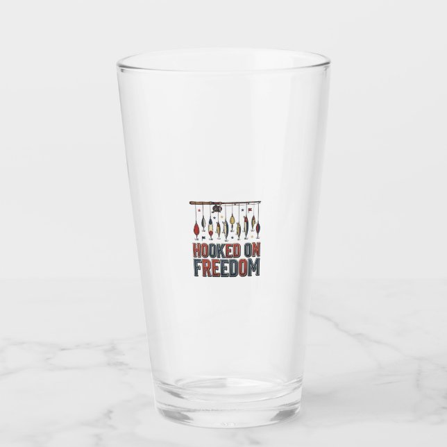 Krokat På Frihet Patriotisk Fisketröja Design_1 Glaskopp (Framsida)
