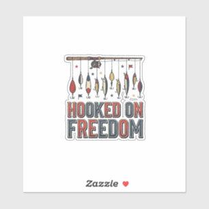 Krokat På Frihet Patriotisk Fisketröja Design_1 Klistermärken