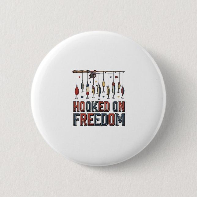 Krokat På Frihet Patriotisk Fisketröja Design_1 Knapp (Framsida)